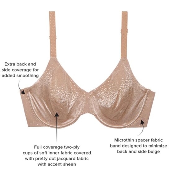 NEW with Tags Wacoal Back Appeal Underwire Bra in Praline Size 36G - Picture 2 of 5